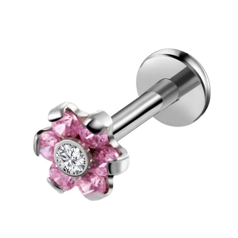 1pcs Labret Ring Lip Piercing Crystal Fashion Body Jewelry 316L Stainless Steel 16G Zircon Tragus Earring