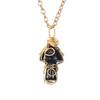 Handmade Gold Winding Crystal Tiger Stone Agate Small Mushroom Pendant Necklace Jewelry N588