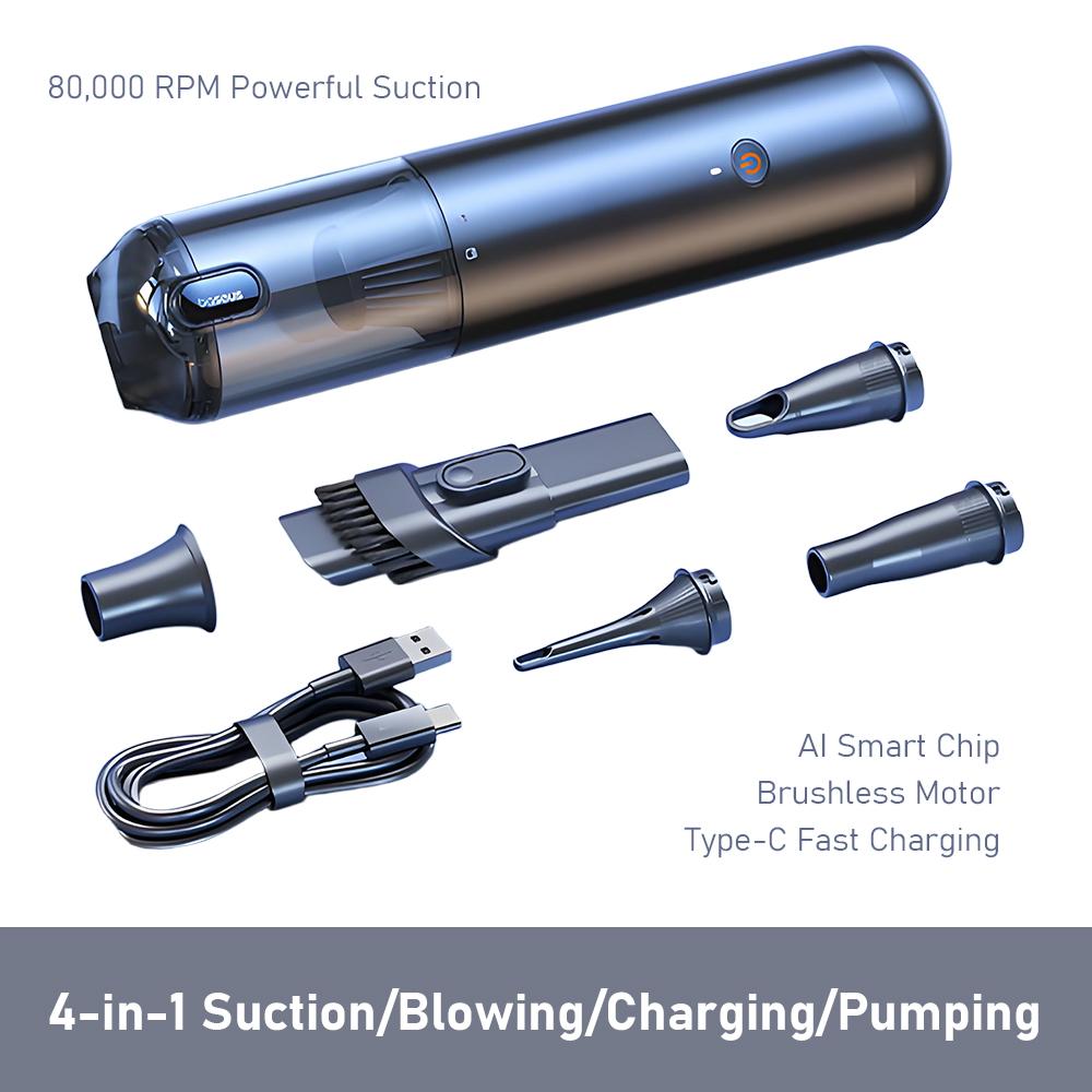 

4-in-1 Cordless Car Vacuum Cleaner Mini Portable Handheld Ultra-Strong Suction Vasuum Cleaner Rechargeable Type Compact Design