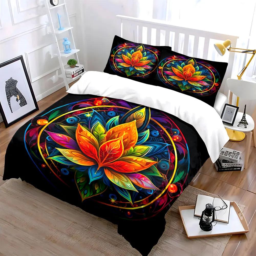 Colorful Mandala Art Decor Set Soft Comfortable Duvet Cover Bedding Set Included 1*Duvet Cover & 2*Pillowcases gift