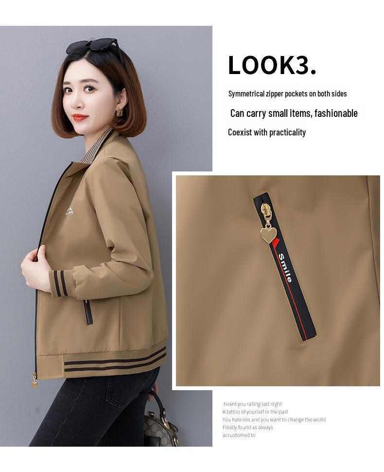 Women's Spring & Autumn 2025 Stylish Stand Collar Double-Sided Cardigan Coat for Middle-Aged Mothers