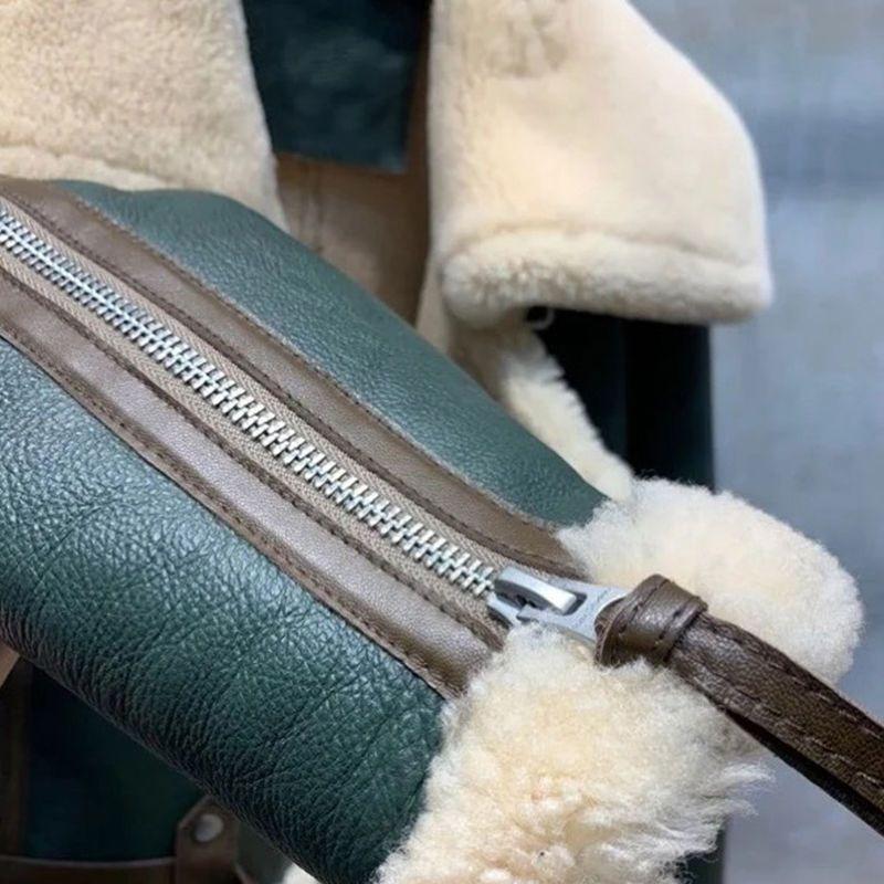 Large size women's winter clothing large lapel locomotive clothing women's thickened short imitation leather fur body imitation sheep shearing jacket