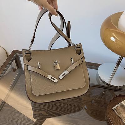 Bolsa nova feminina textura da moda H fecho de casa bolsa platina ombro transversal