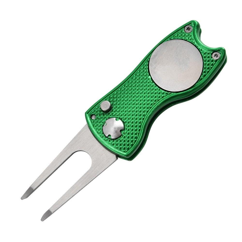 Foldable Golf Repair Tool Magnetic Marker Putting Green Fork Golf Divot Repair Tool  Golf Practice
