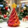 3D Printed Tree Decor Spiral Christmas Fidget Toy, Mini Xmas Cone Toy Ornament, Stress Relief for Desk Decoration