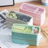 900ml Portable Healthy Material Lunch Box 3 Layer Wheat Straw Bento Boxes Microwave Dinnerware Food Storage Container Foodbox