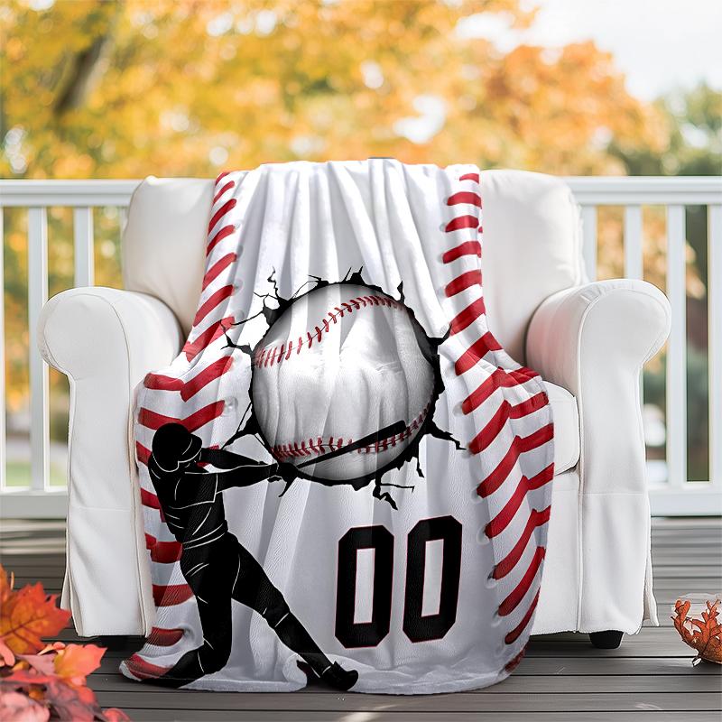 Baseball Theme Printed Blanket - Perfect for Couch, Bed, Travel & Outdoor Use | Machine Washable, Cozy & Durable.