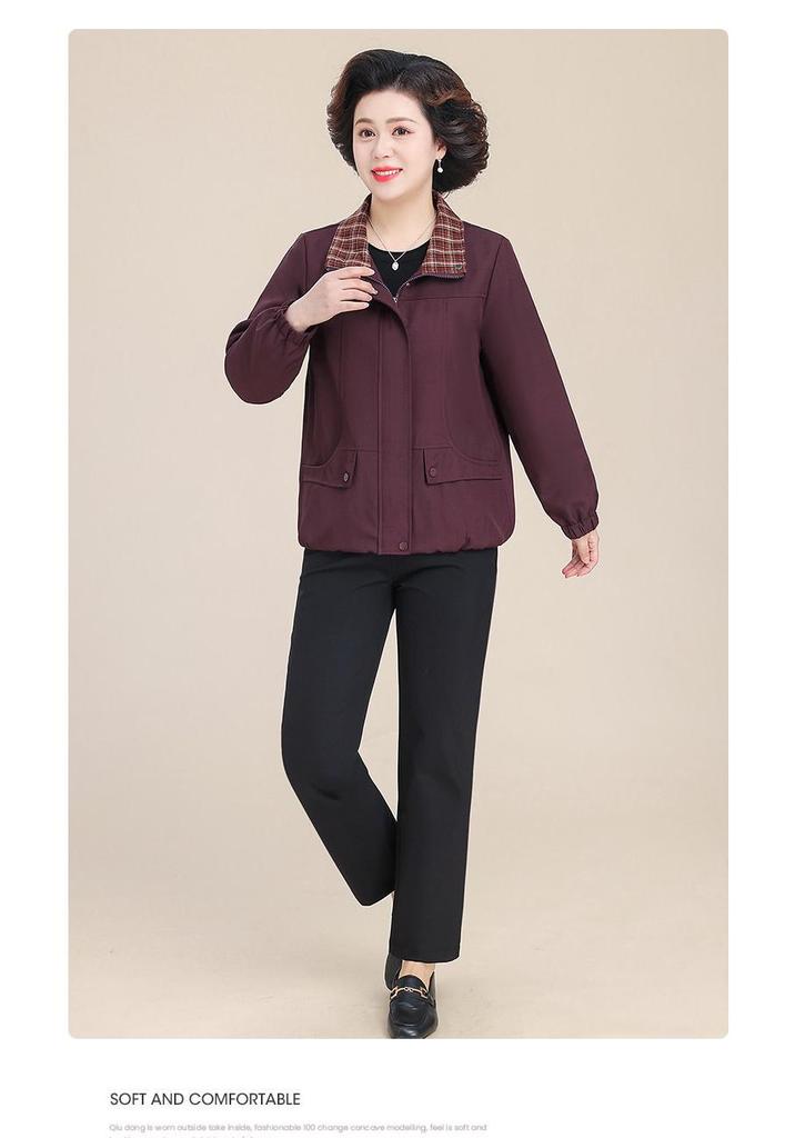 Plus Size Women's Lapel Maternity Coat, Spring/Autumn Jacket for Middle-Aged & Elderly, 50s-60s Fashion.