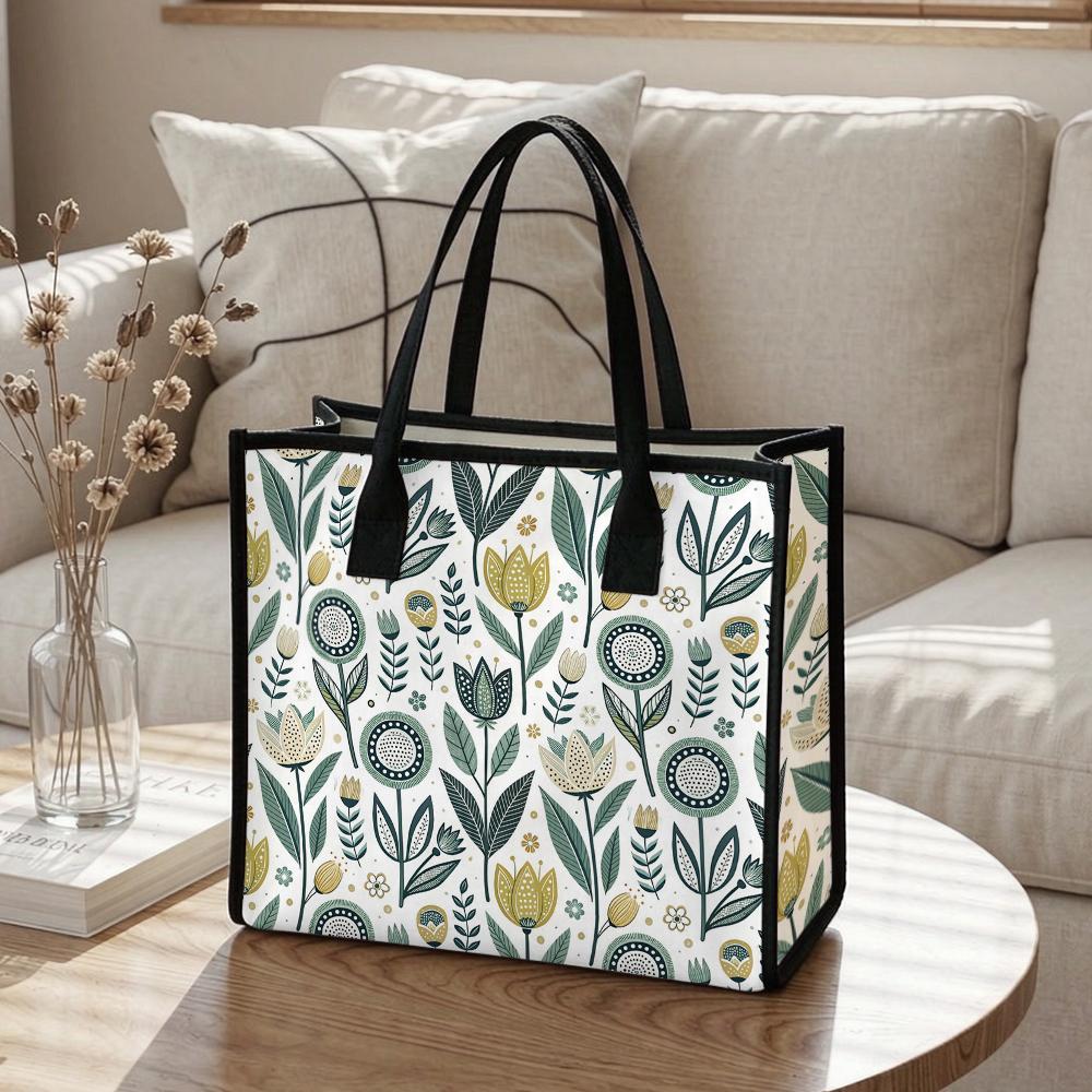 Boho Floral Tote Bag Casual Reusable Shopping Shoulder Bag for Daily Use