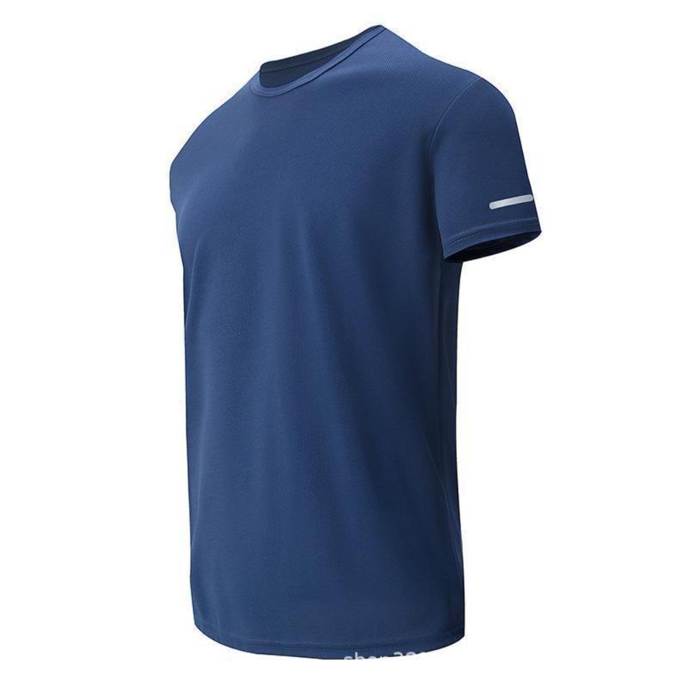 Casual Sporty Printed Reflective Stripe T-Shirts Breathable Quick-Dry Short-Sleeve Crew Neck Tops