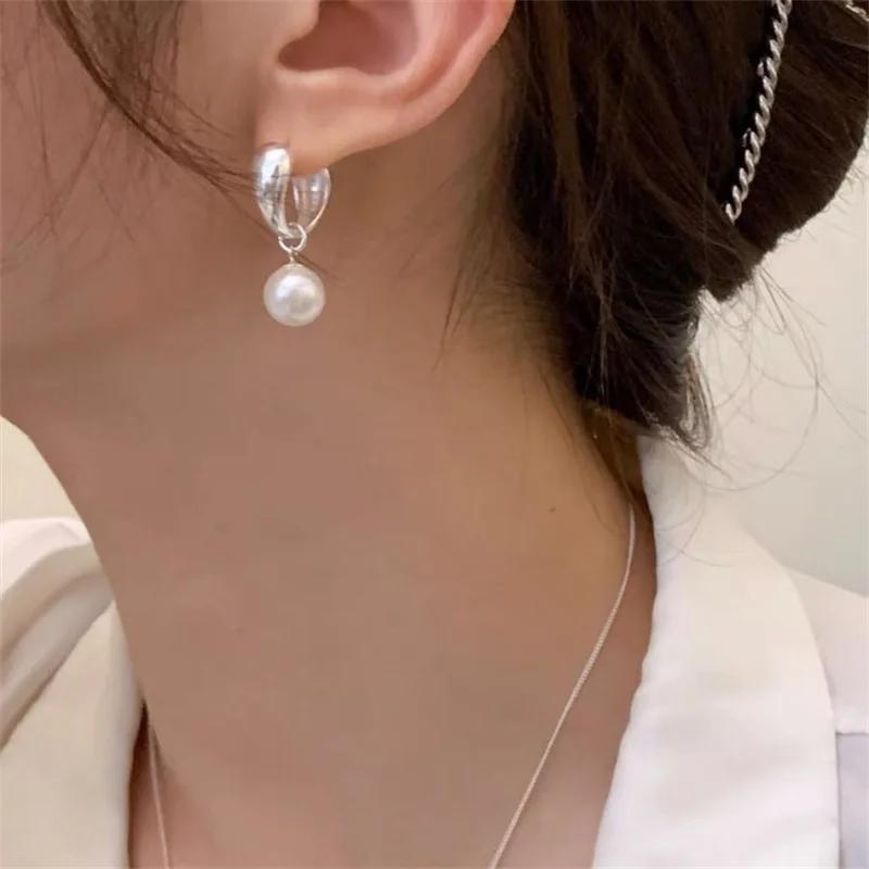 New Cute Pearl Studs Hoop Earrings For Women  Color Eardrop Minimalist Tiny Huggies Hoops Wedding Fashion Jewelry Gift