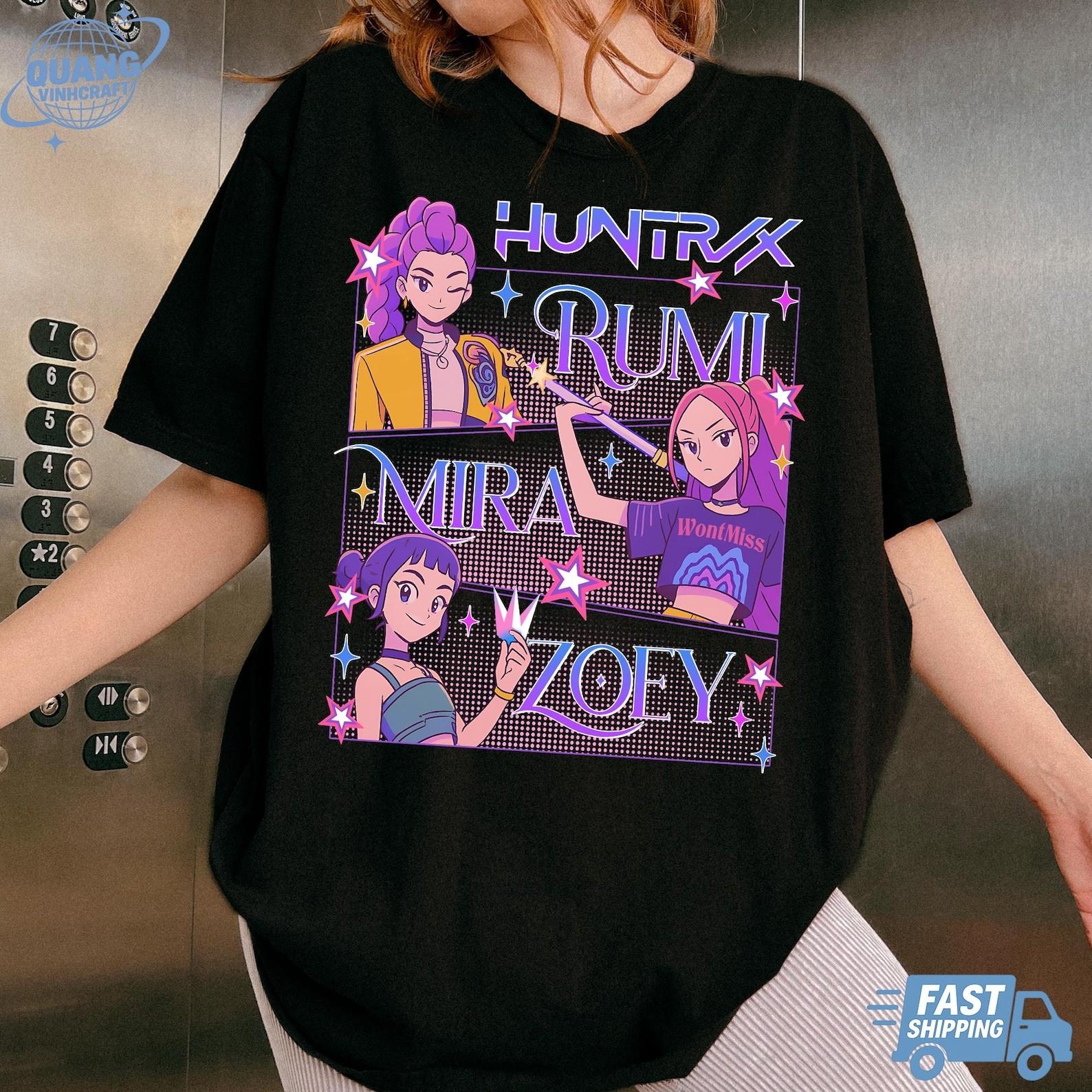 Kpop Demon Hunters Print T-shirt Kpop Huntrix Merch Unisex S