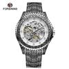 Transparent Leather Band Automatic Mechanical Skeleton Watch for Men Custom Logo