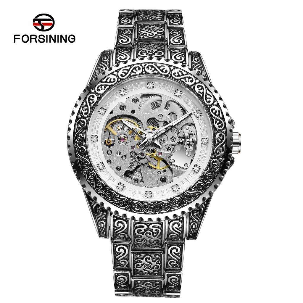 Transparent Leather Band Automatic Mechanical Skeleton Watch for Men Custom Logo