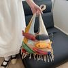 Gestrickte Schulter-Tragetasche für Damen Große gehäkelte Strandtasche Hobo-Tasche Handtaschen Tragetasche Damen Netzgestrickte Schultertasche Ästhetische Reise-Tragetasche
