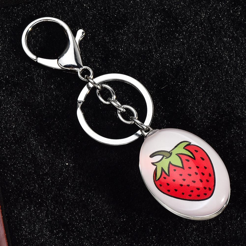 Fashion Crystal Simulation Fruit Strawberry Keychain Bag Pendant Fashion Bag Pendant