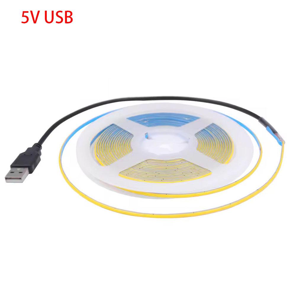 COB LED Strip Light 5V 12V 24V 320 400 LEDs Flexible Tape 5mm 3mm 8mm PCB Warm White/White High Density Linear Lights