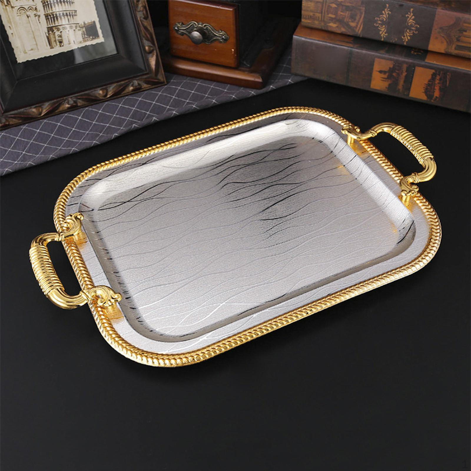 

Decorative Serving Tray Coffee Table Bathroom Organizer Vanity Trays with Handles for Dessert