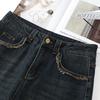 Women's Retro Blue Wide Leg Jeans - 2024 New Autumn/Winter Frayed Slimming Straight Leg Pants