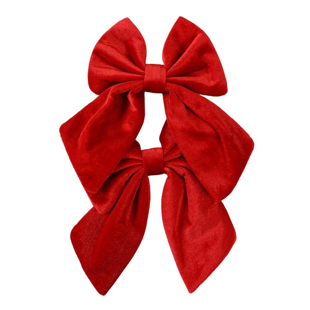 1/2PCS Red Christmas Decorative Bowknot DIY Accessories Big Size Xmas Tree Hanging Bowknot Showwindow Ornament Flannel