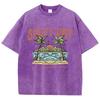 Coconut Tree Beach Printed Washed T-Shirts Cotton Tops Comfortable Distressed O-Neck T Shirts Summer Casual Man Clothes