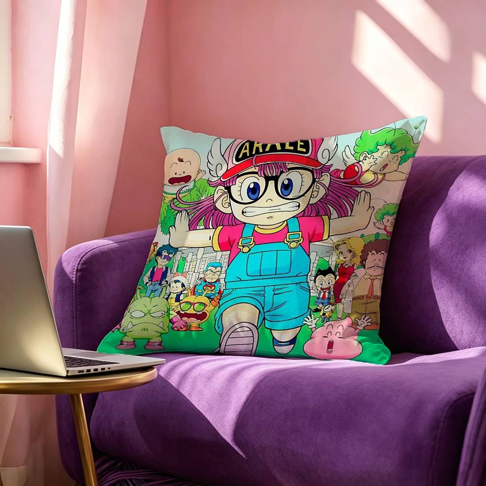 Anime Dr Slump Pillow Case Square DoubleSided Sofa Cushion Cover Bedroom Bedside Pillow