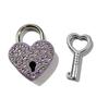 Compact Mini Wooden Jewelry Box with Love Wish Keyed Padlock Heart Shaped Lock for Rings Earrings Travel Girls Gift