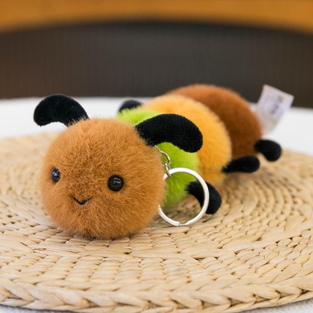 Small Spider Insect Doll Keychain Cartoon Cute Snail Bee Keyring Insect Plush Toy Kids Toy