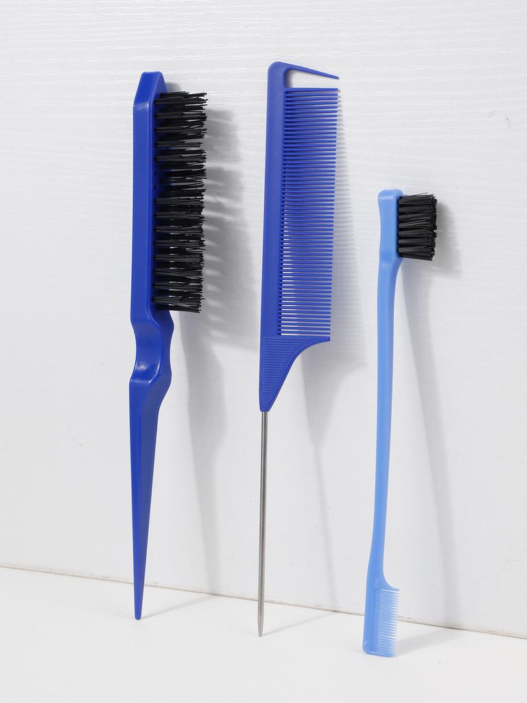 3Pcs Stainless Steel Rat Tail Comb Edge Control Hair Brush for Women's Back Brushing, Hair Brushing, Braiding & Smoothing