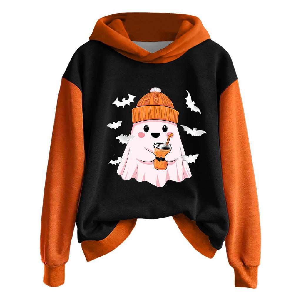 Women's Casual Fashion Halloween Printed Long Sleeve Hooded Sweatshirt
