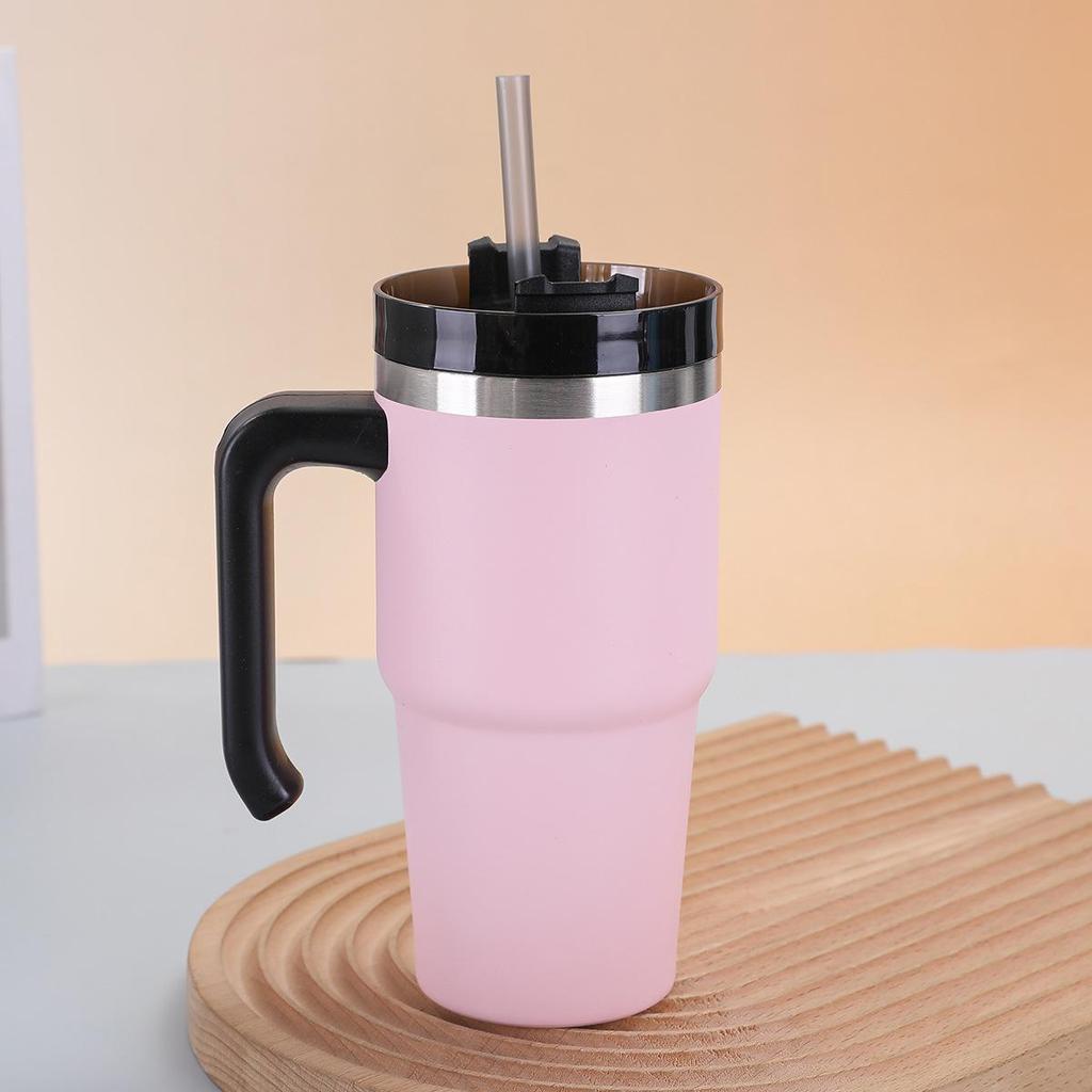 Insulated 20oz/30oz Stainless Steel Cup with Handle and Straw – Perfect Business Gift
