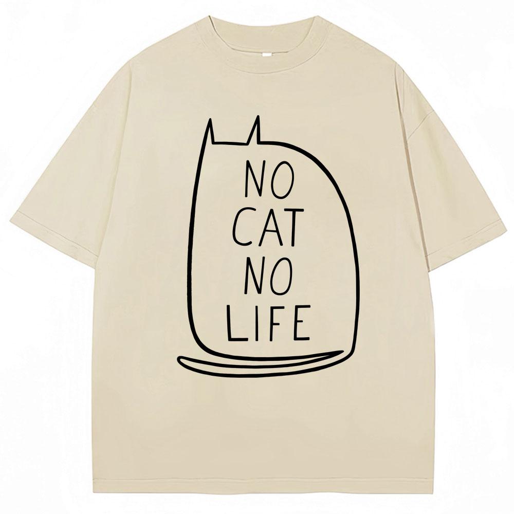 Funny No Cat No Life Graphic Tshirts Unisex Women Kawaii Kitty Cute T Shirts Oversized Cotton Casual T Shirt Cat Lovers Streetwear