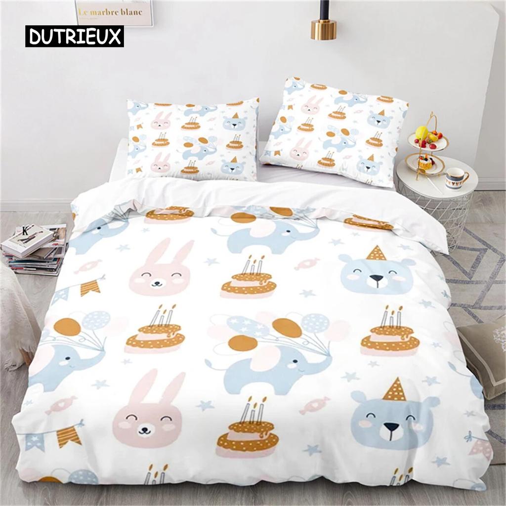 Duvet Cover Cute Cartoon Animal King for Kids Girls Boy Teen Gift Cute Dinosaur Dog Comforter Cover Microfiber Bedding Bedroom three piece set