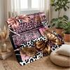 Pink Leopard Roses Bow Theme blanket Lightweight Warm Flannel Blanket Decorative Throw Blanket for Home Decoration