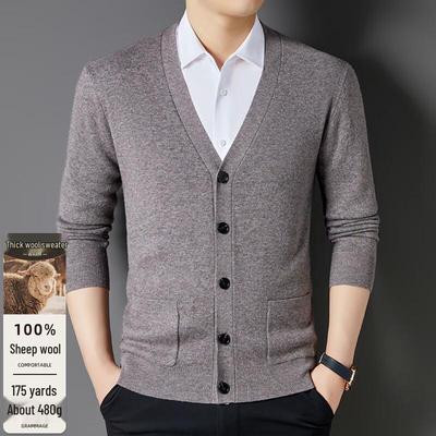 Fengxun Heren 100% Puur Wol Vest Trui FXT6424