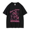 Rette ein Pferd Reite ein Cowgirl Print T-Shirt Männer Frauen Retro Ästhetik Mode T-Shirts Lässiges Übergroßes Baumwoll-T-Shirt Streetwear