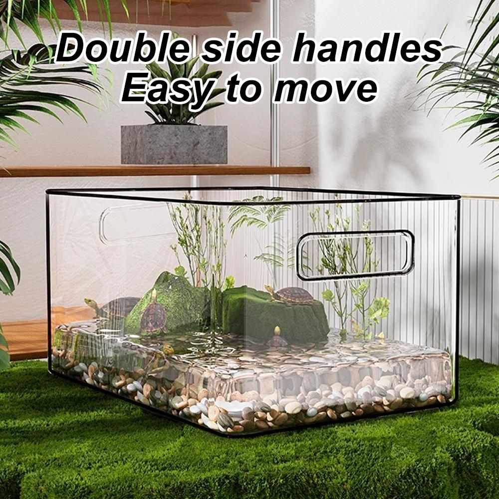1 PC Transparent Aquatic Terrestrial Turtle Tank Turtle Habitat Box for Pet Reptile Amphibian Turtle Fish Tanks Box Pet Supplies