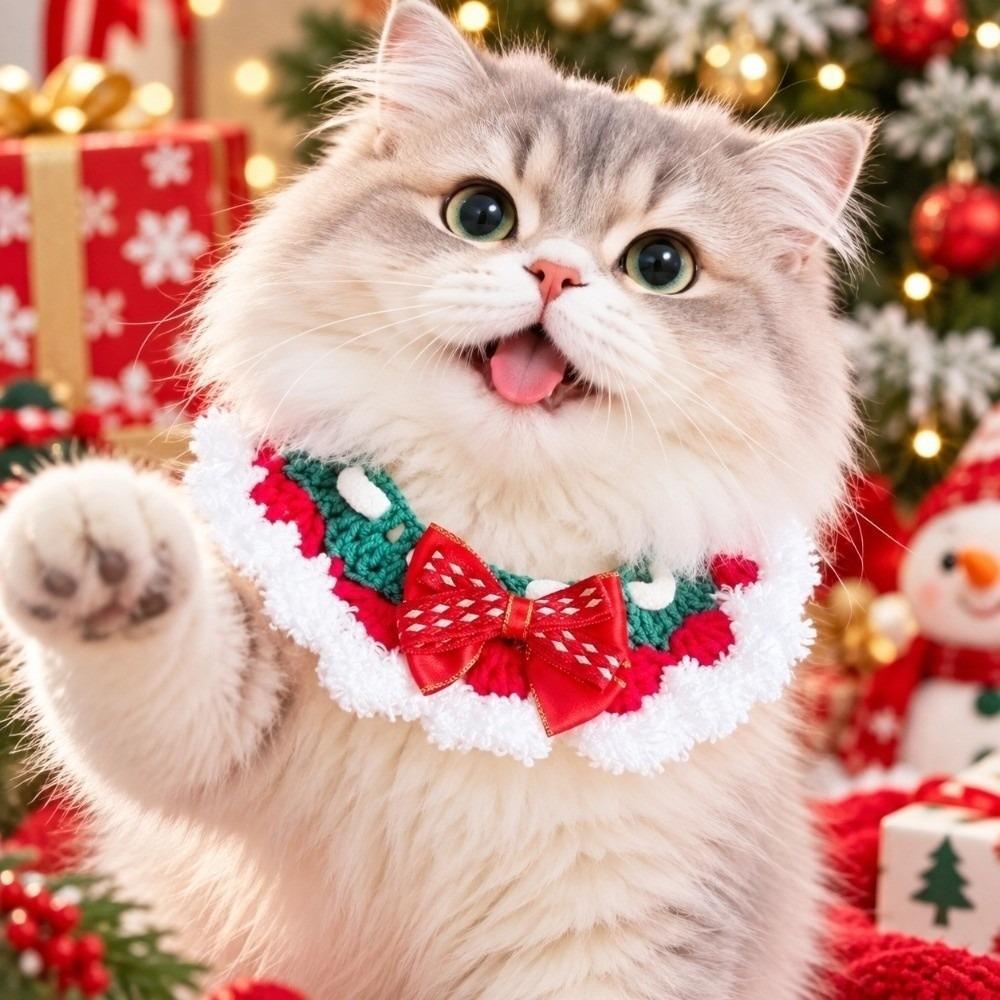 Jingle Bell Pet Christmas Hat Cute Dog Bowknot Scarf Holiday Pet Dressup Cute Santa Hat  Photoshoot
