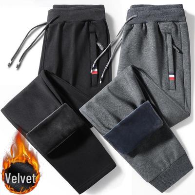 Men's Plus Velvet Warm Sports Pants - Cotton Thick Casual Trousers for Autumn & Winter