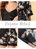 Cheibear Pajama Silk Cami Floral Satin Size S Women's Set, Robe, Top, Nightdress, Print, Set, Black,