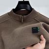 Marca Moletom Masculino com Gola Meio Zíper e Forro de Lã: Suéter Pulôver Casual Quente e da Moda para Outono e Inverno.