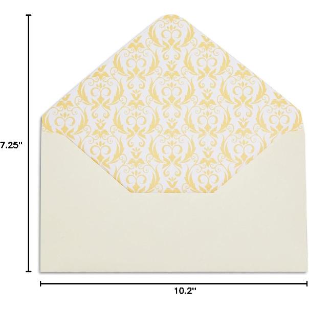 Paper Junkie Letter Paper & Envelopes Set - 60 Sheets (7.2 x 10.2 In) & 30 Ivory Envelopes (4 x 7.7 in), Gold Border, 100 GSM - Vintage Lined