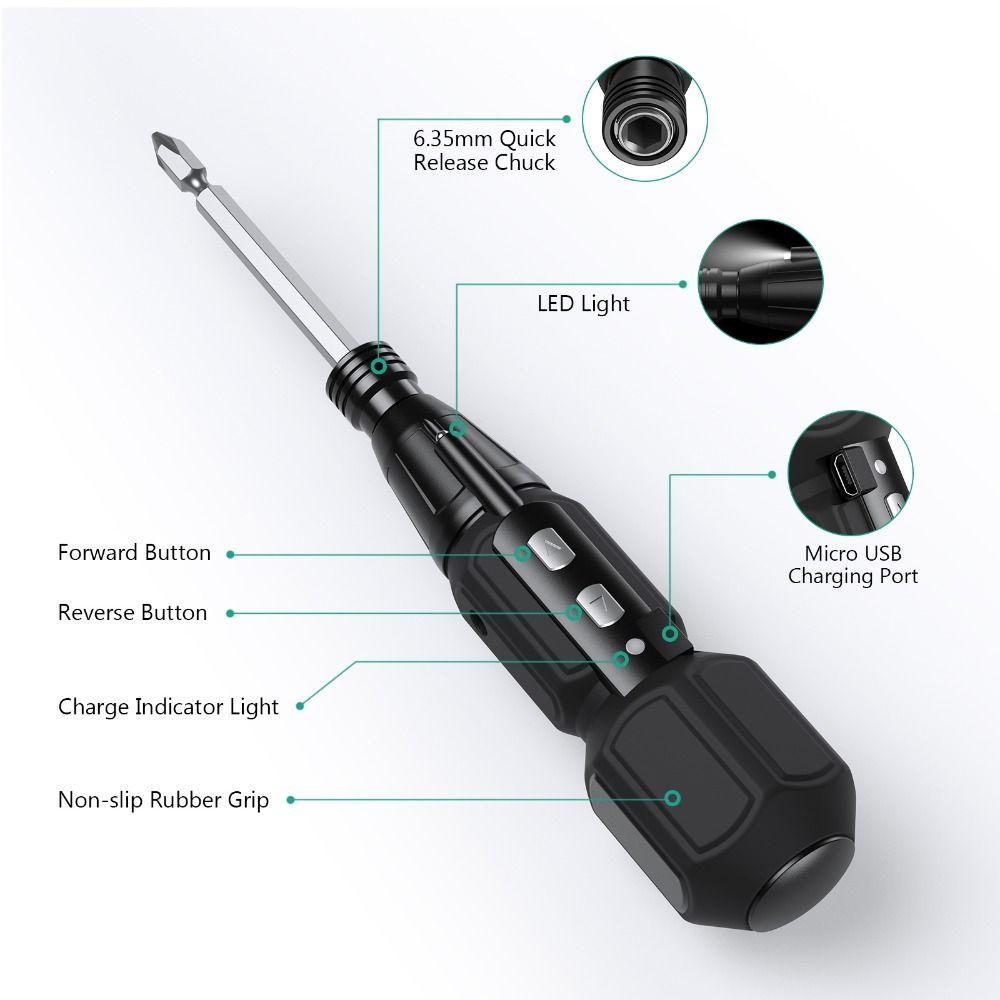 Cordless Electric Screwdriver with LED Light Power Screw Driver For Household