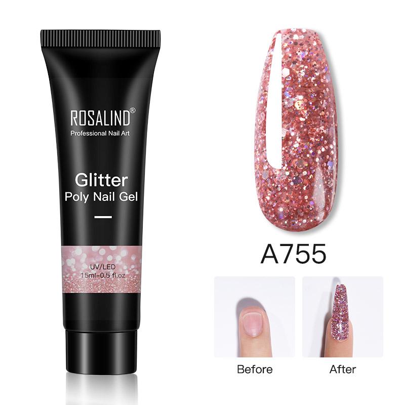 ROSALIND 15ml Γυαλιστερό Poly Nail Gel 6 χρωμάτων Quick Builder Extension UV λάμπα