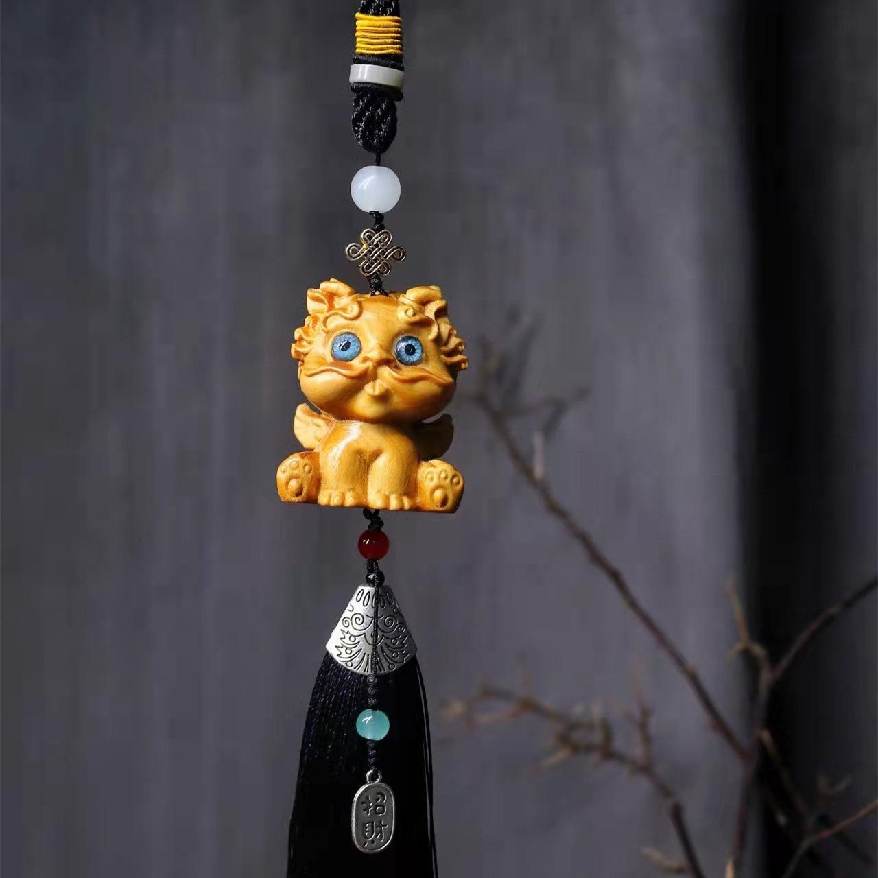 

Ручная работа Самшит Лотос Будда Фу Фигурки Подвески Украшения для автомобиля Стиль китайского узла Украшение окна Домашний декор Фэн-шуй Подарок