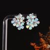 Gorgeous Colorful October Birthstone Flowers Designed Natural Opal Earrings 925 Silver Birthday Gifts for Women and Girls