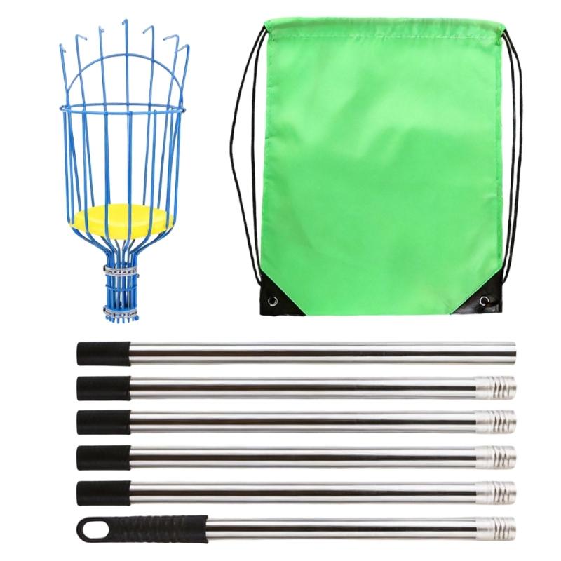 Fruit Picking with Basket, Apples Picking Tool Adjustable Rod Long Handle Avocados Grabber Tree Fruit Catcher for Harvesting