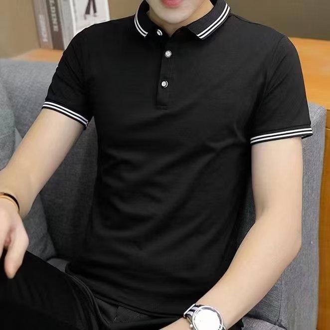 Herren Einfarbiges Poloshirt Kurzarm Slim Fit Freizeit T-Shirt