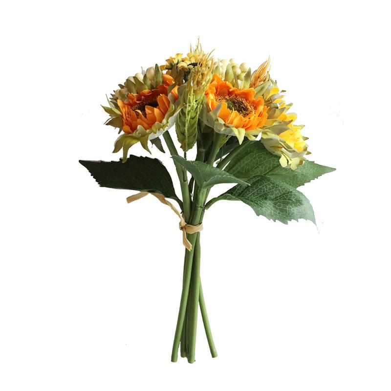 

Искусственные цветы Подсолнухи, букет ручной работы, искусственные цветы для украшения дома, свадьбы, вечеринки жёлтый