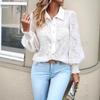 Spring and Autumn New Women's Elegant Floral Jacquard Lantern Sleeve Shirt Fashion Shirt